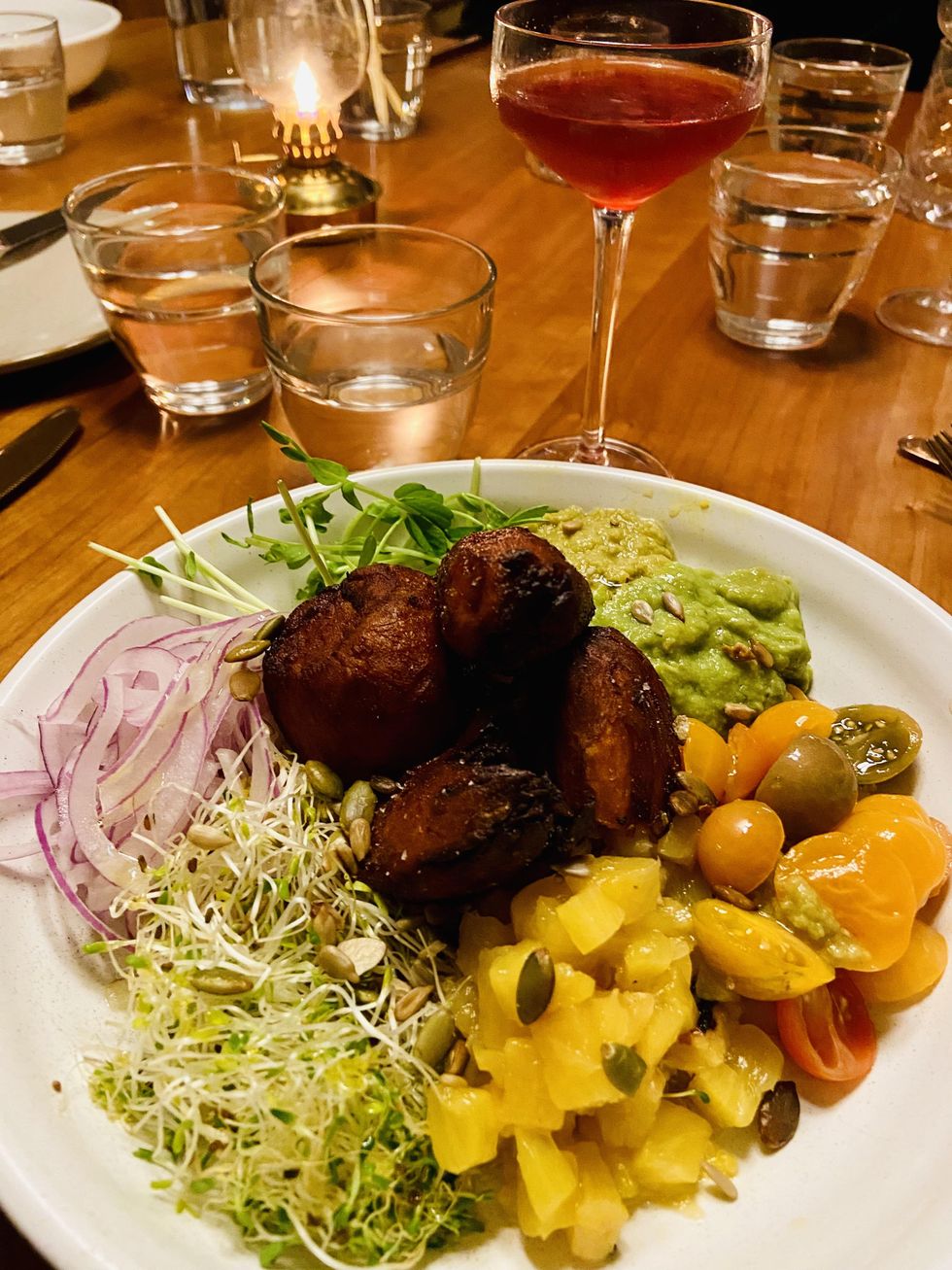 Vegetarian yam bowl from Roar restaurant in Tofino.