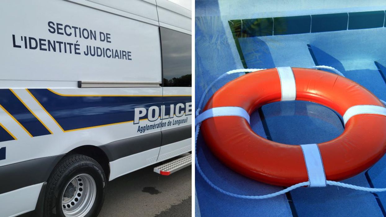 Véhicule de police. Droite : Bouée de sauvetage.