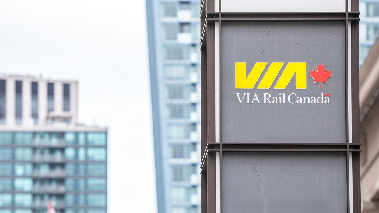 via rail sign at toronto union station