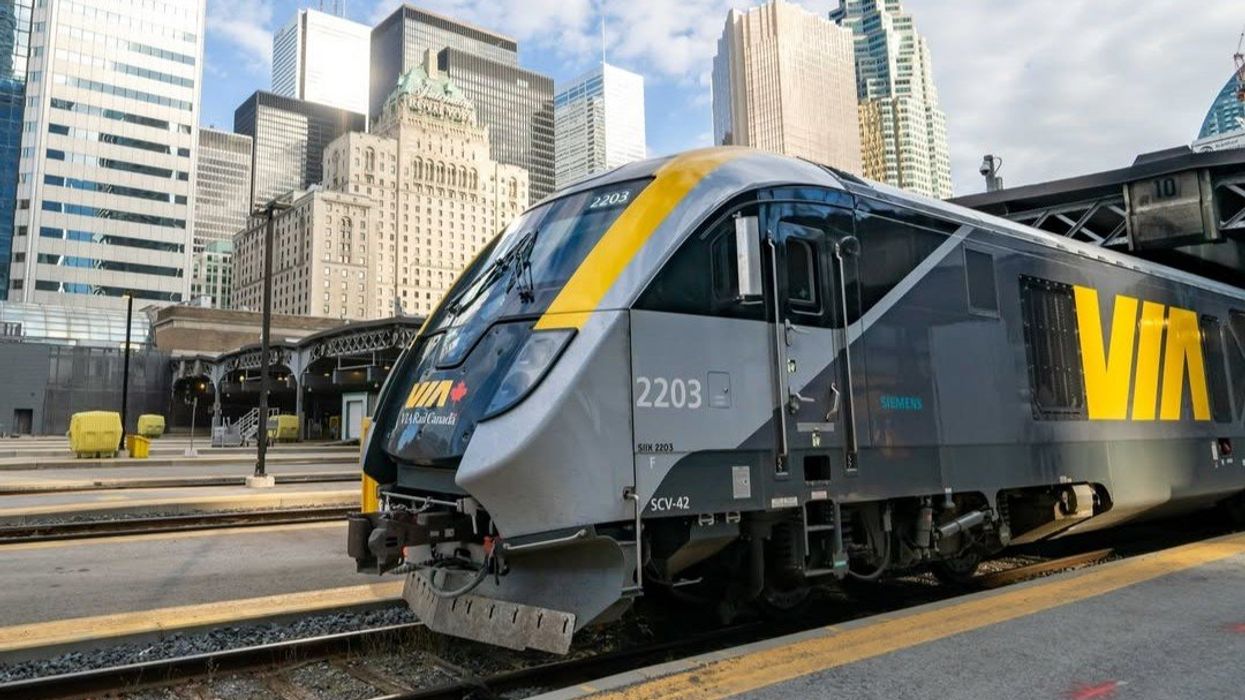via rail train at station in toronto