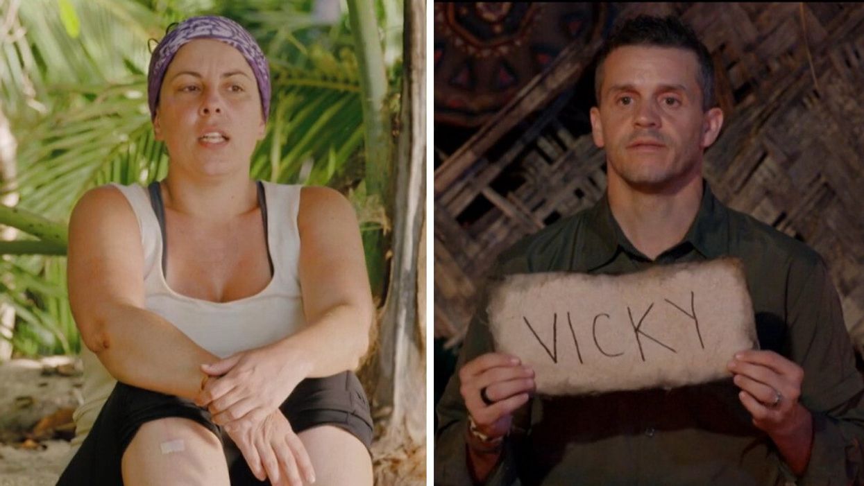 Vicky de Survivor Québec. Droite : Patrice Bélanger, animateur de Survivor Québec.