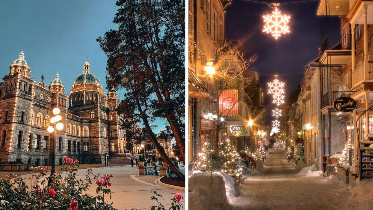 Victoria, B.C. Right: Rue du Petit-Champlain, Quebec.