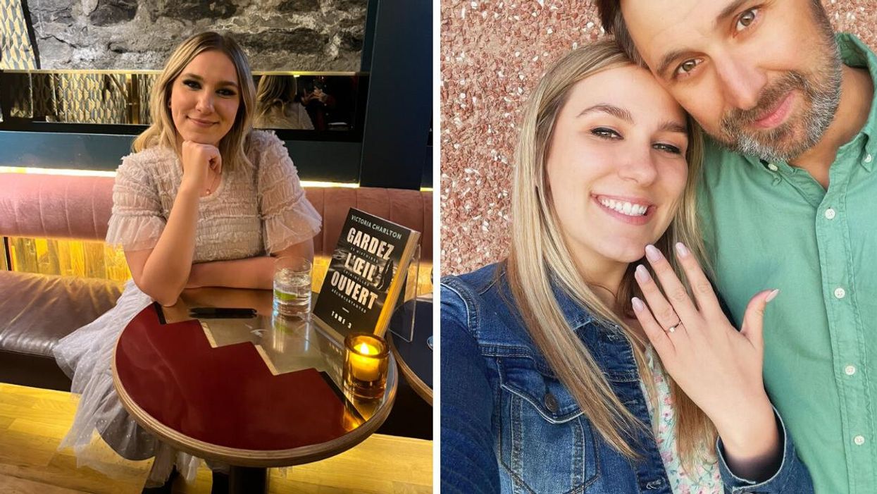 Victoria Charlton. Droite : Victoria Charlton et son fiancé Bob le Chef.
