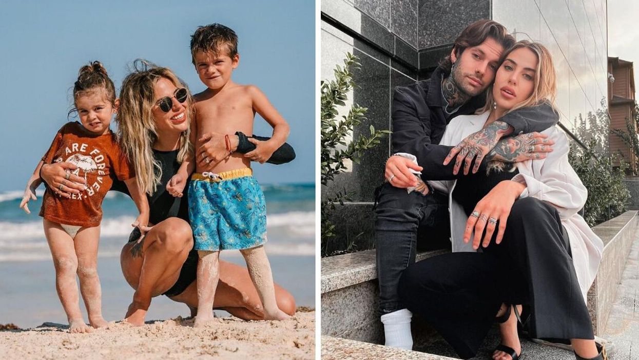 Victoria Kult et ses enfants. Droite : Oliver et Victoria Kult.