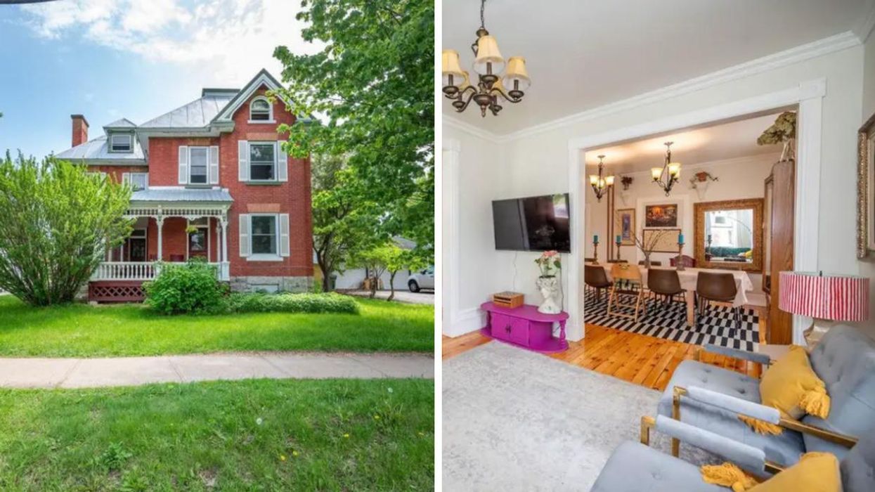 Victorian home in Pembroke, Ontario. Right: Living room and dining room.