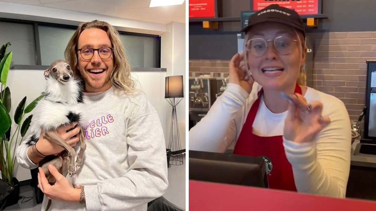 Vidéo de Mathieu Dufour sur TikTok. Droite : Vidéo de Starbucks Trois-Rivières sur TikTok.