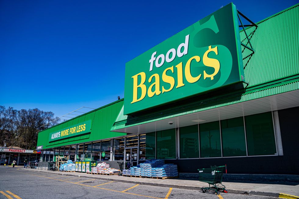 View of a Food Basics supermarket exterior.