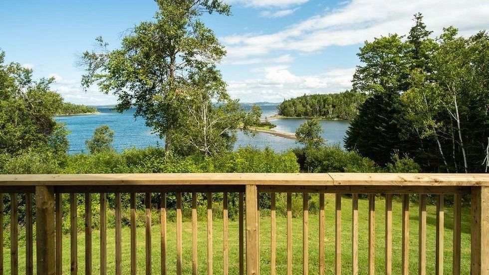 View of the lake from the wraparound deck.