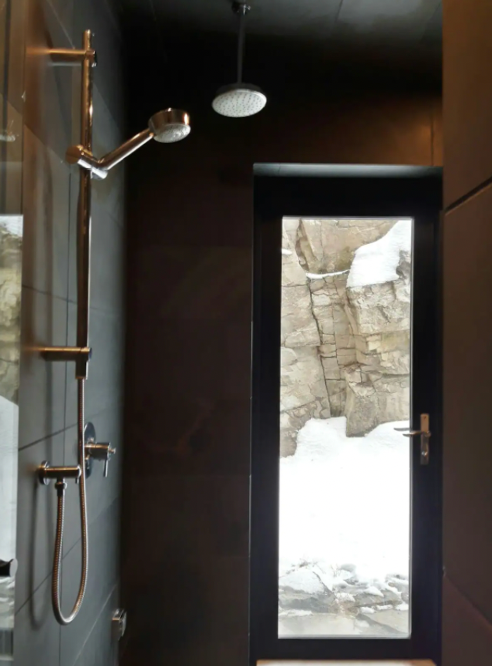 View of the shower located in the main home.