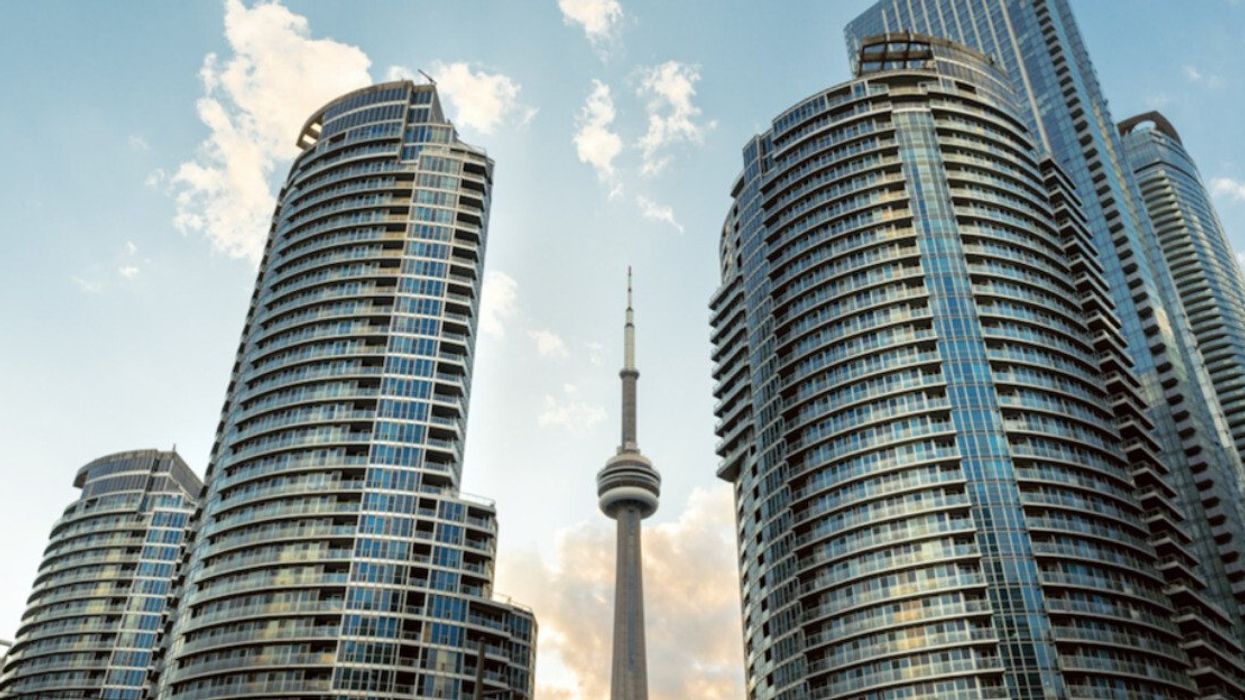 View of waterfront high-rise towers in Toronto.