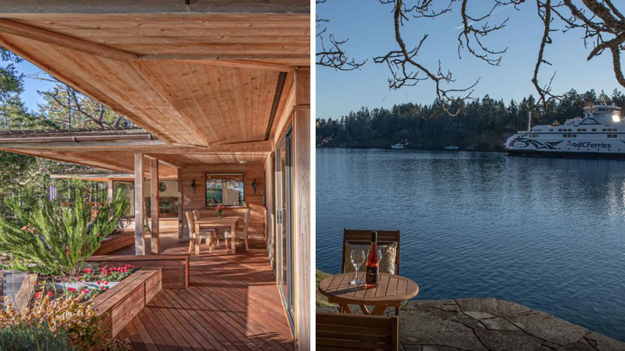 Views of the home and back porch. Right: Views of the ocean from the home.