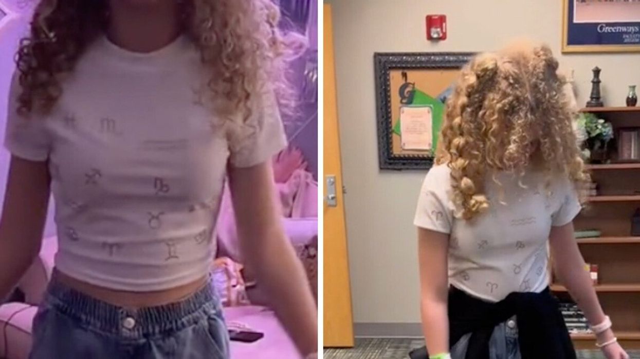 Vines' daughter showing off her outfit. Right: Jessi Vines' daughter at school.