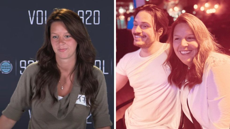 Virginie Couture dans Vol 920. Droite : Virginie Couture avec son conjoint.