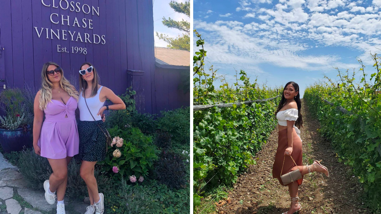 Visite au Closson Chase Vineyards Inc. Droite : Visite au Norman Hardie Winery and Vineyard.