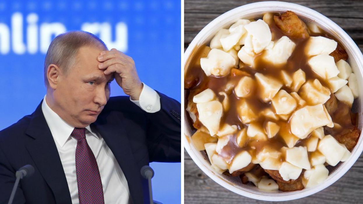 Vladimir Putin. Right: Poutine