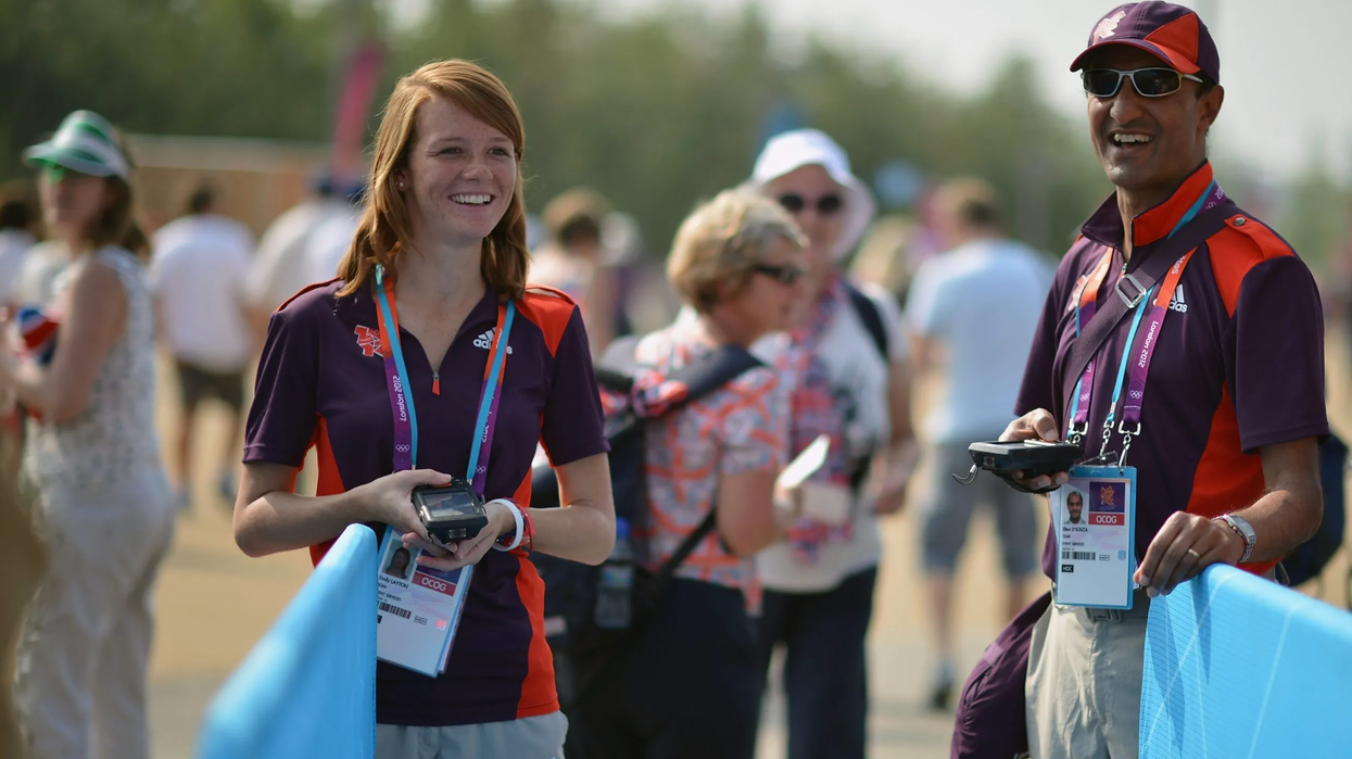 Volunteers working at the Olympics.