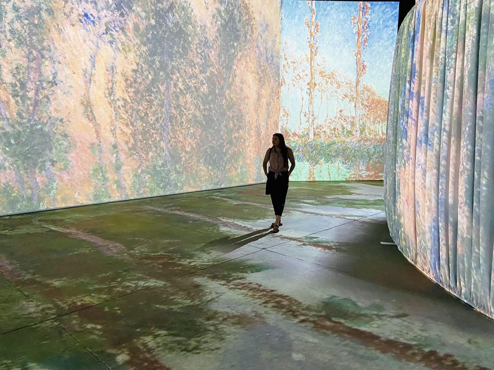 Walking through paintings in the Imagine Monet immersive experience.