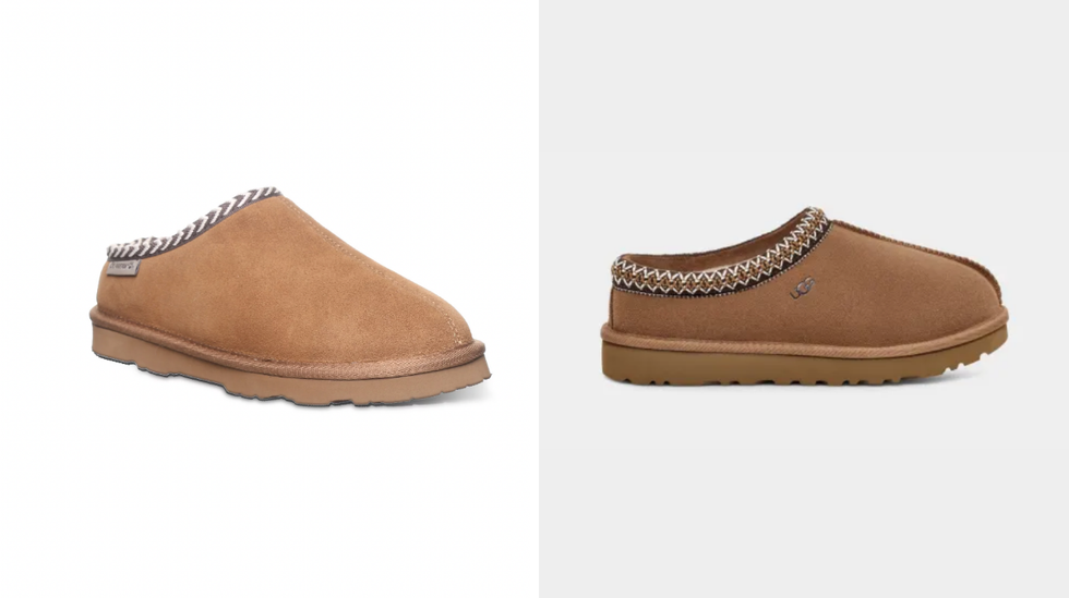 Walmart slipper. Right: UGG slipper.