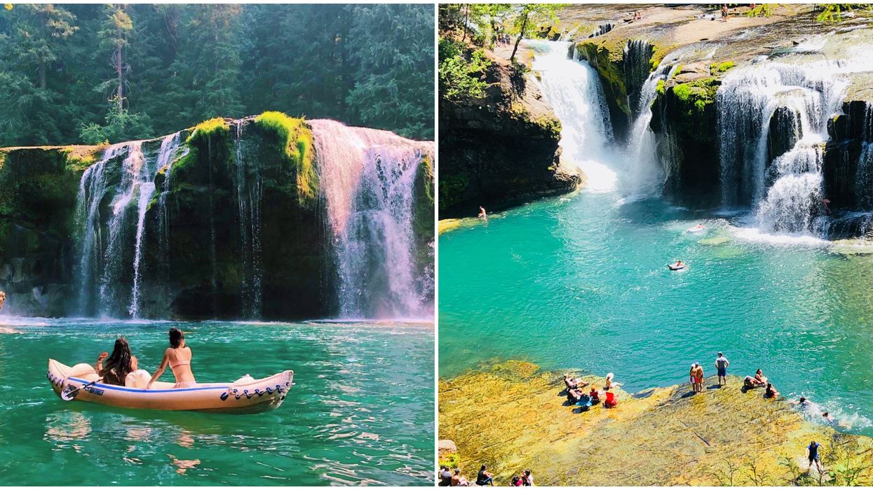 Washington Has A Jungle Oasis With A 200-ft-Wide Waterfall That You Can Swim In