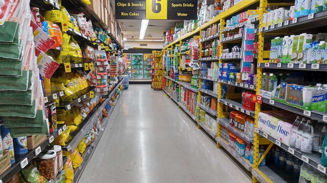 water and snack aisle at grocery store in canada