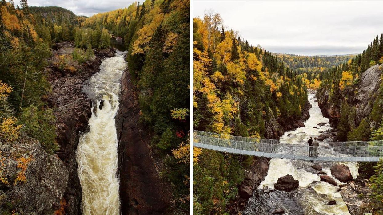Waterfall at Pukaskwa National Park in Ontario.