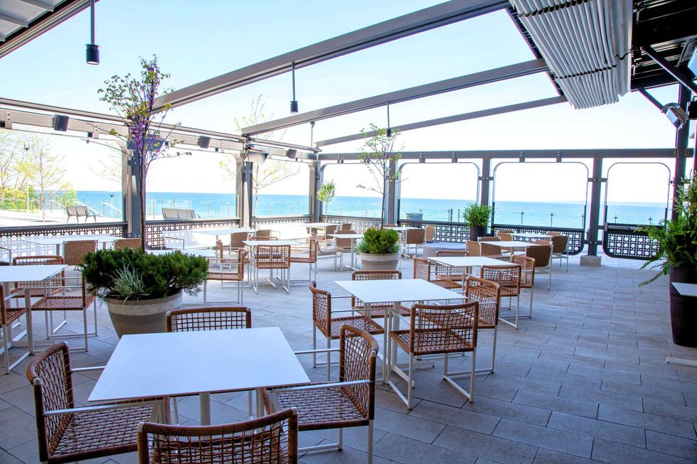 Waterfront patio at the Isabelle Restaurant + Lounge.