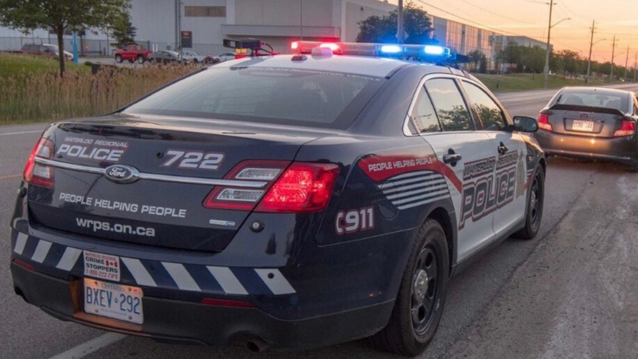 Waterloo Regional Police car stopping a vehicle.