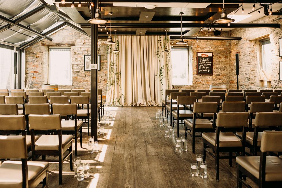 Wedding ceremony set up by Frid Events at Mill Street Brew Pub in Ottawa.