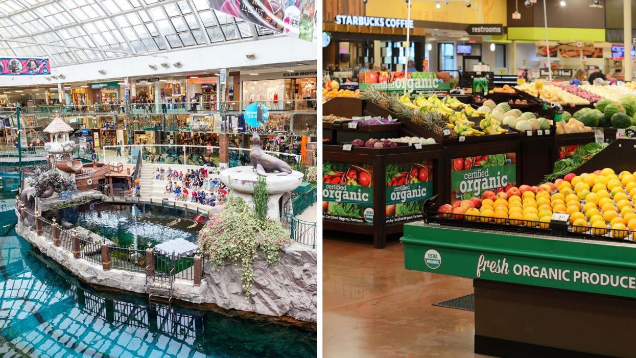 West Edmonton Mall. Right: Inside a grocery store.