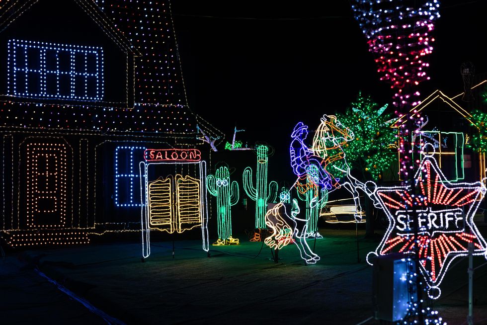 Western-themed light installations at Illumi.