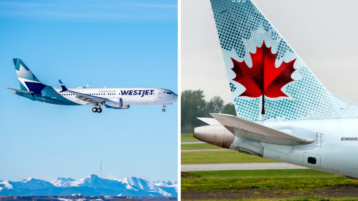 Westjet. Droite : Air Canada.