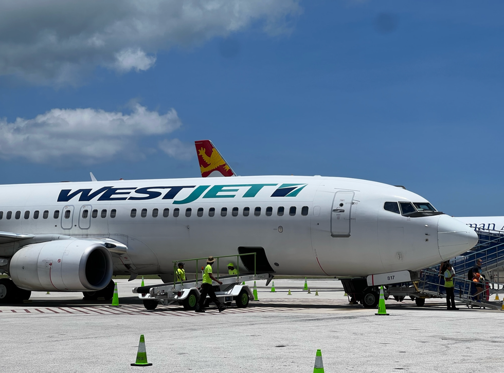 WestJet plane from the outside.