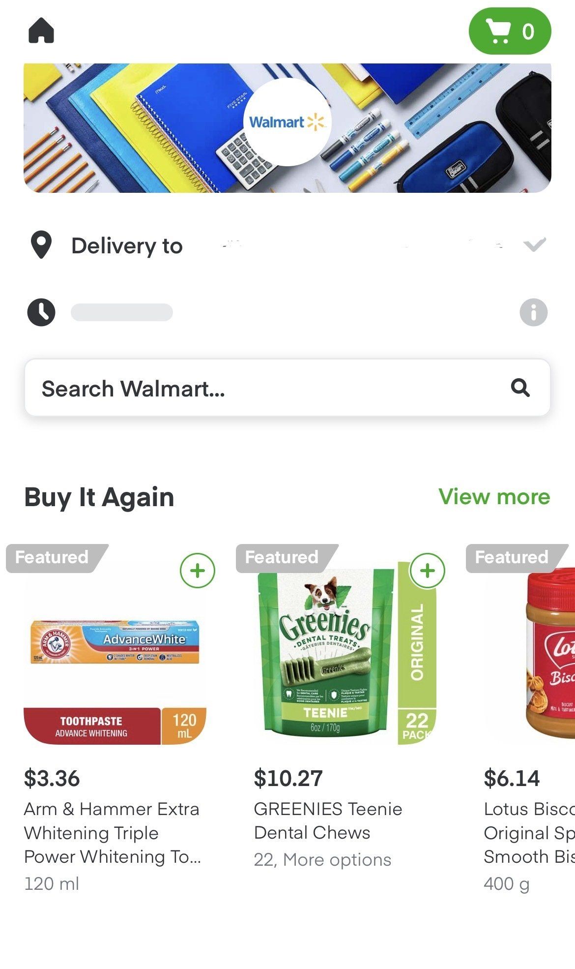 What Mira sees when she open the Instacart app.