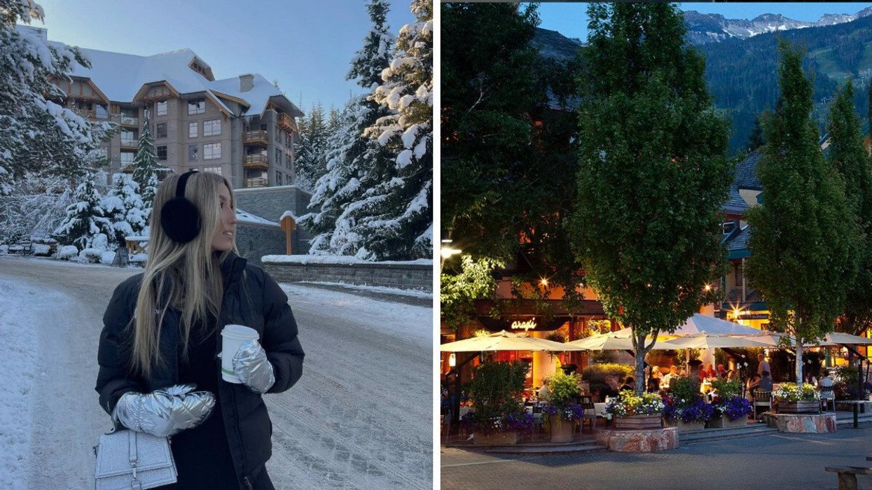 Whistler. RIght: A restaurant in Whistler BC