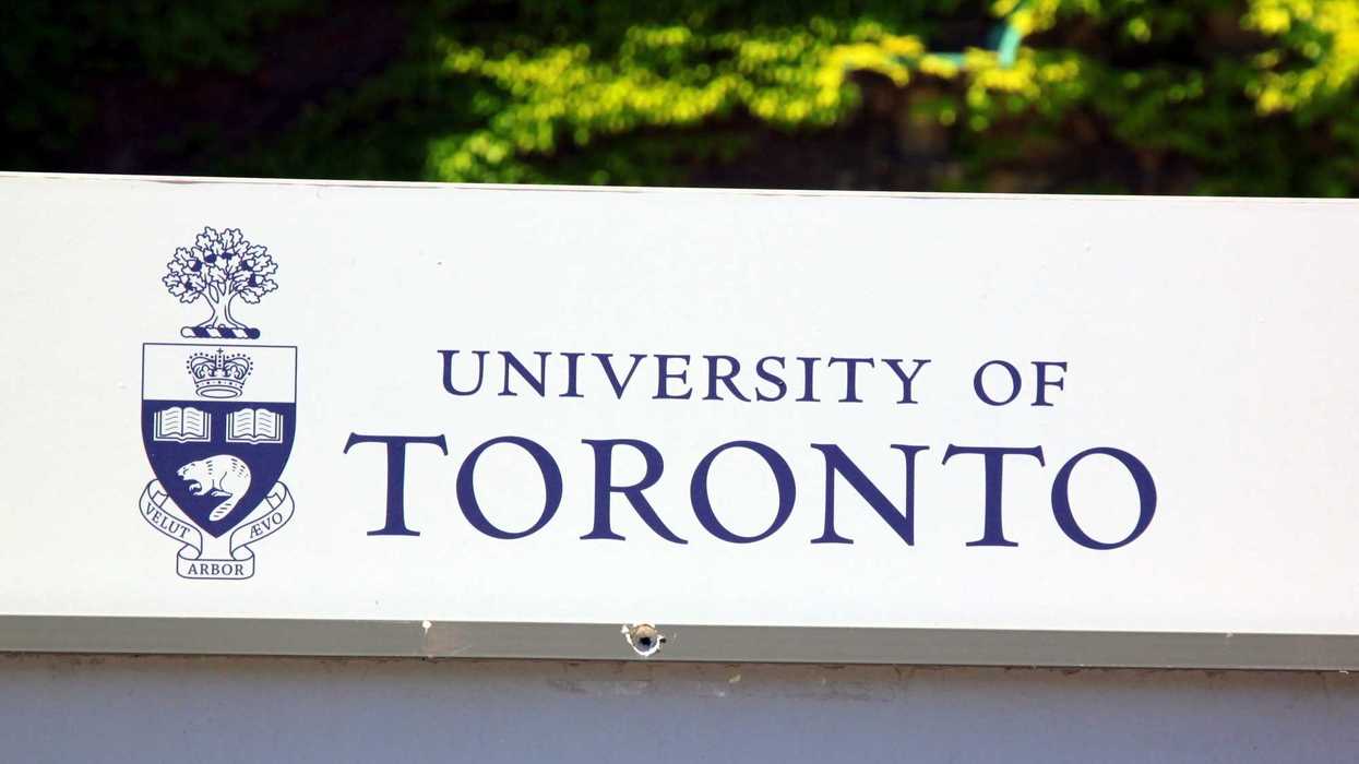white and blue university of toronto sign