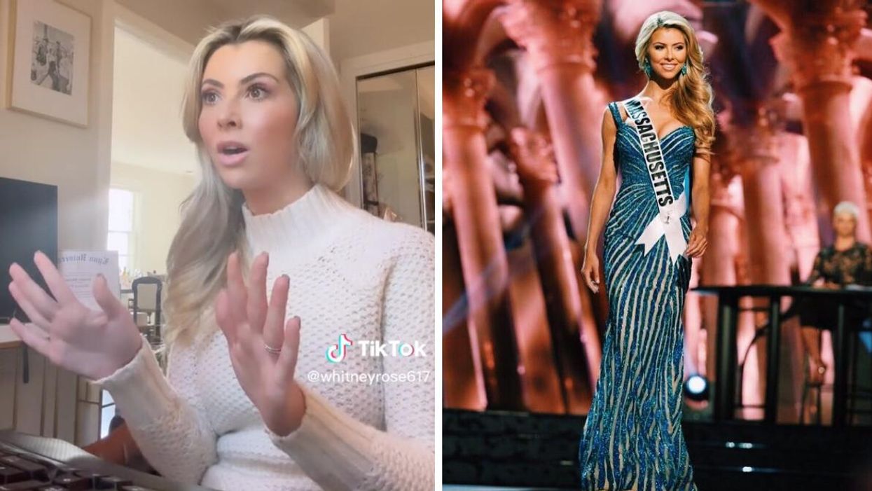 Whitney Rose in her TikTok. Right: Whitney Rose winning Miss Massachusetts.
