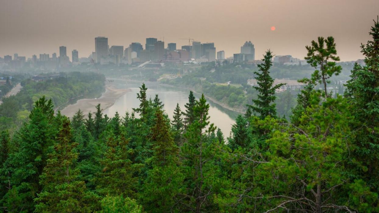 Wildfire smoke over Edmonton.