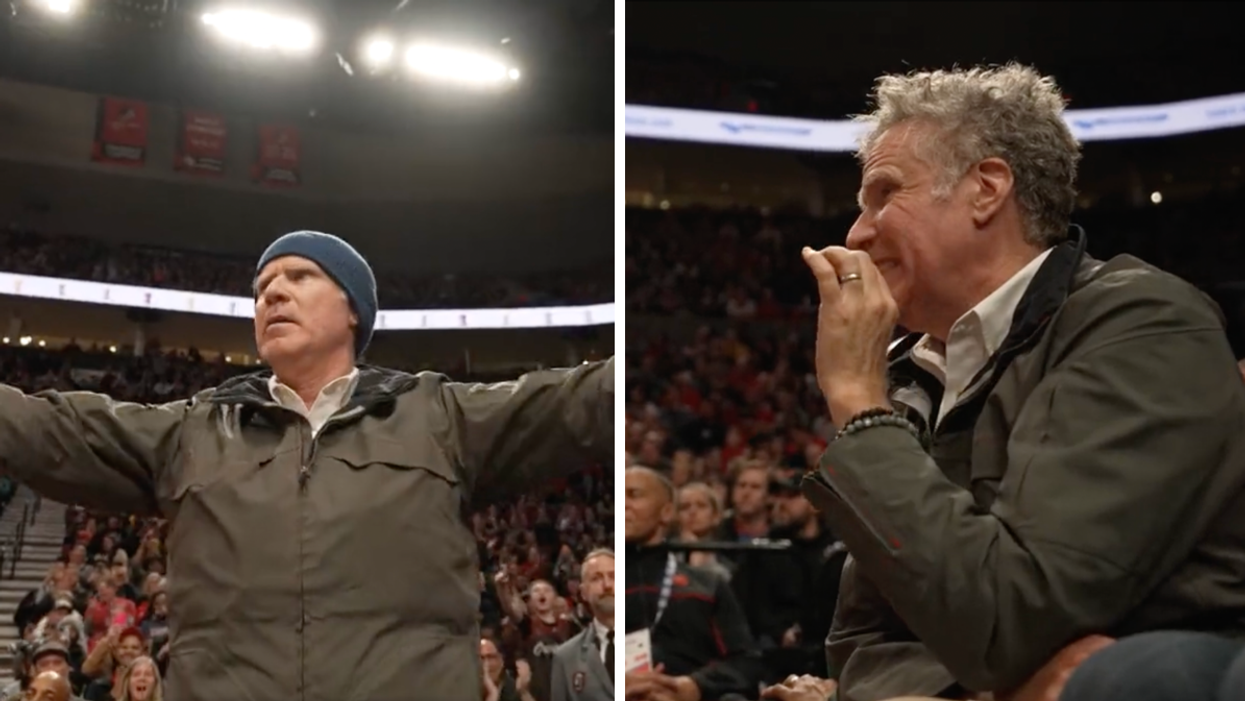 Will Ferrell courtside the court in Portland.