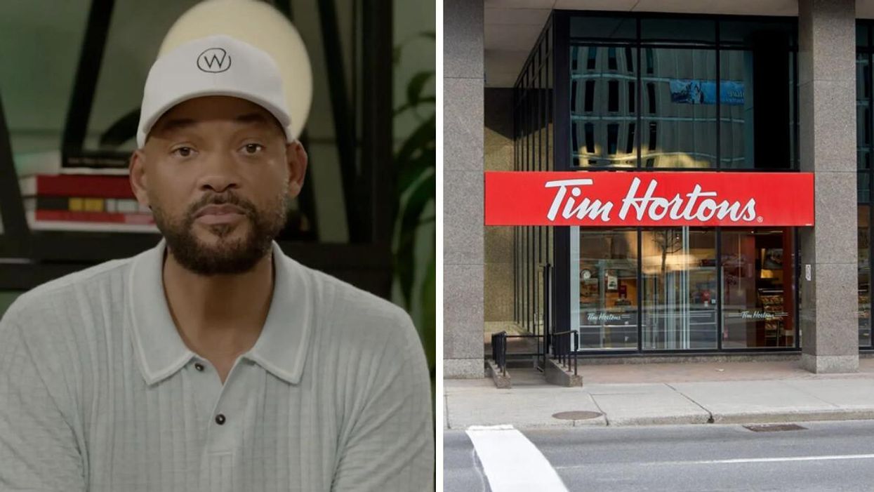 Will Smith apologizes for slapping Chris Rock. Right: A Tim Hortons.