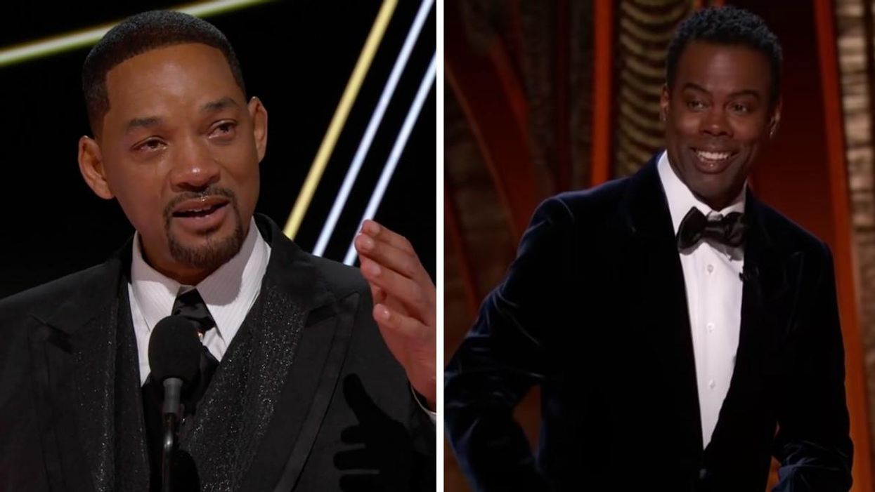 Will Smith at the Oscars. Right: Chris Rock.