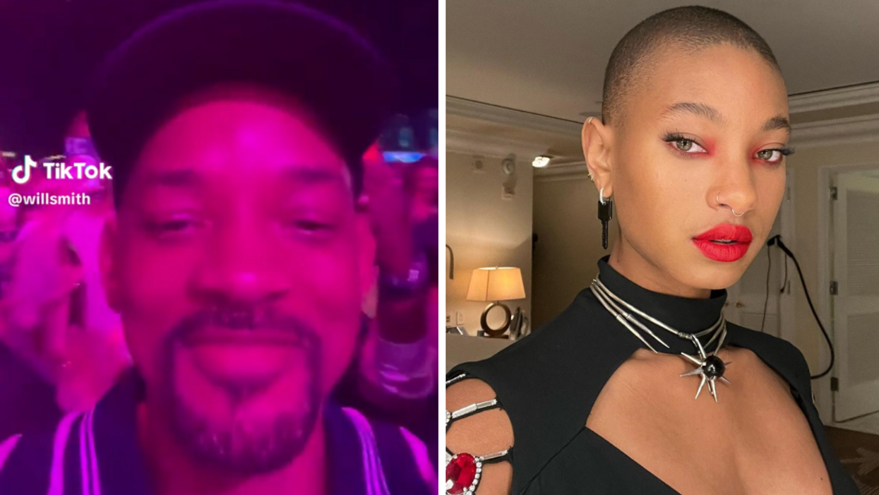 Will Smith in the video at Coachella. Right: Willow Smith.