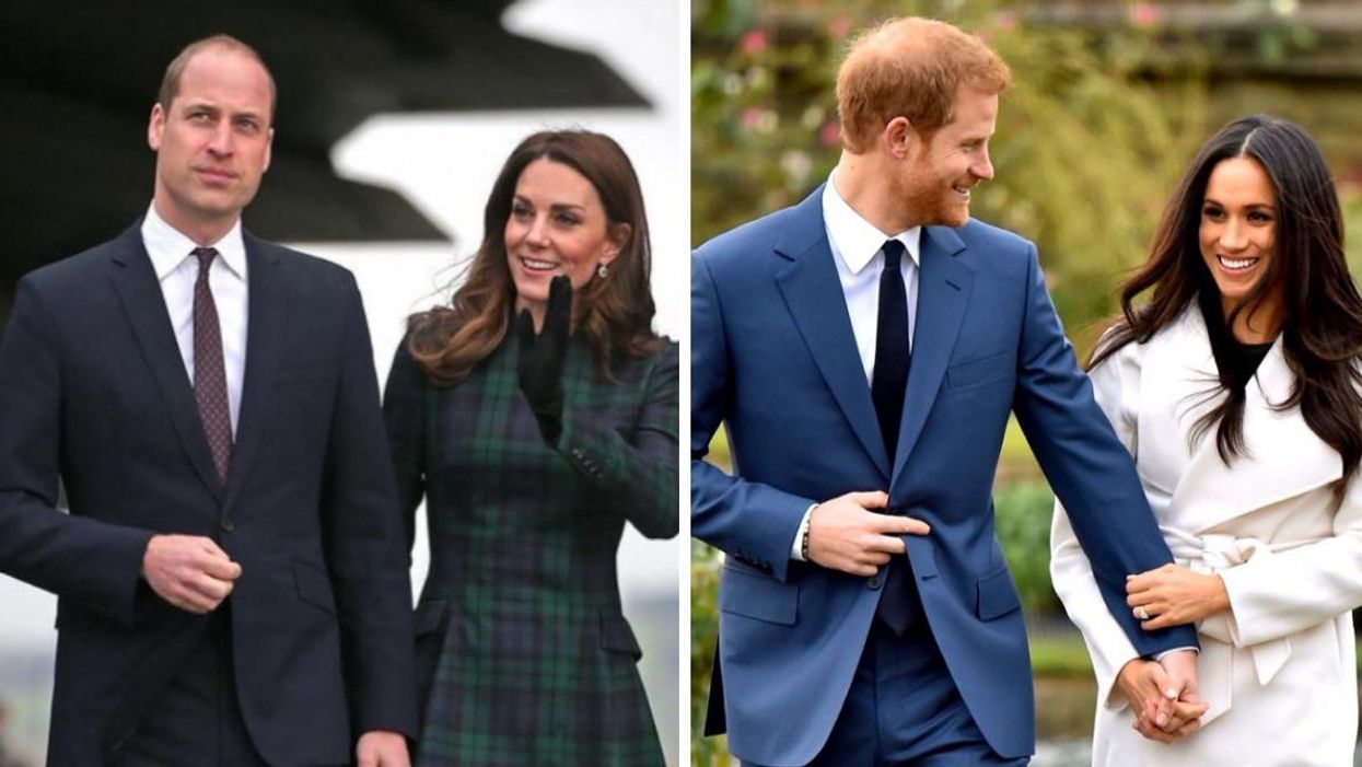 William and Kate. Right: Harry and Meghan.