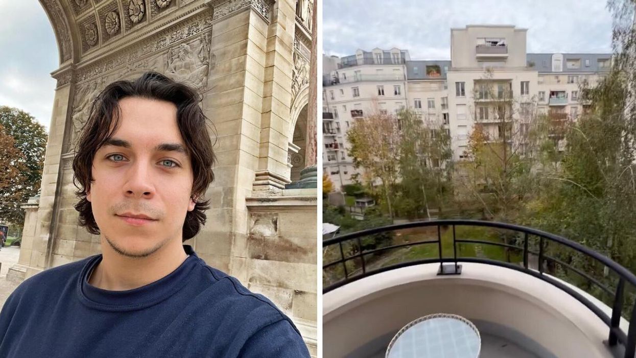 William Cloutier. Droite : Vue du balcon de William Cloutier à Paris.
