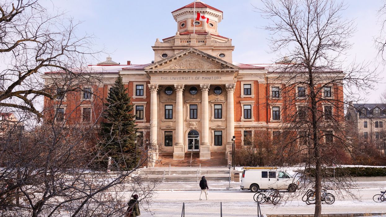 Winter view of the University of Manitoba administration building.