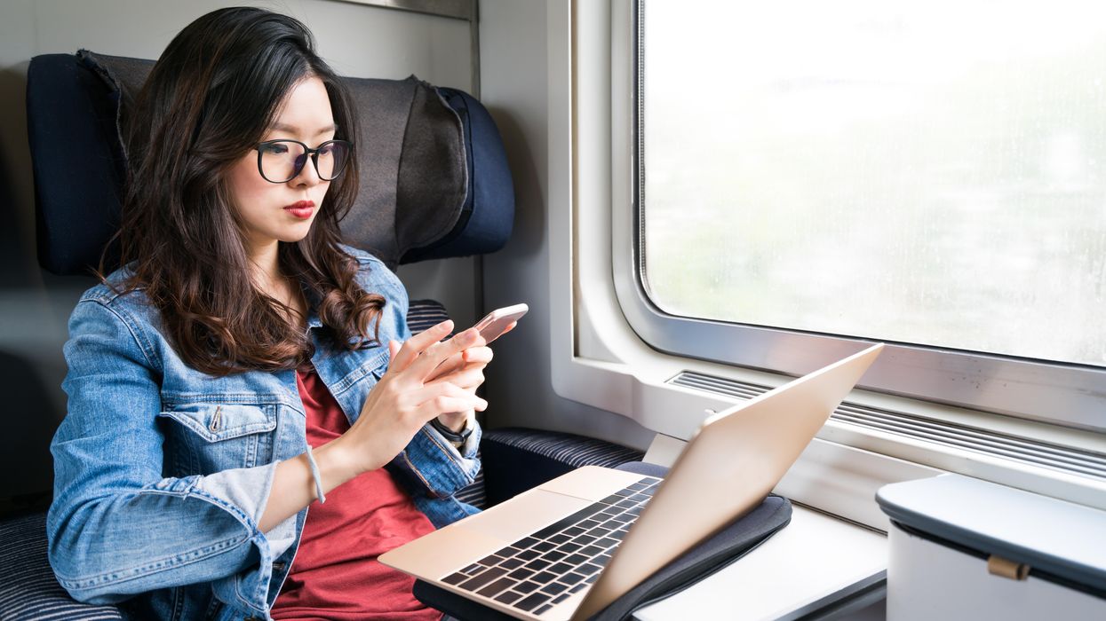 Woman on a train.