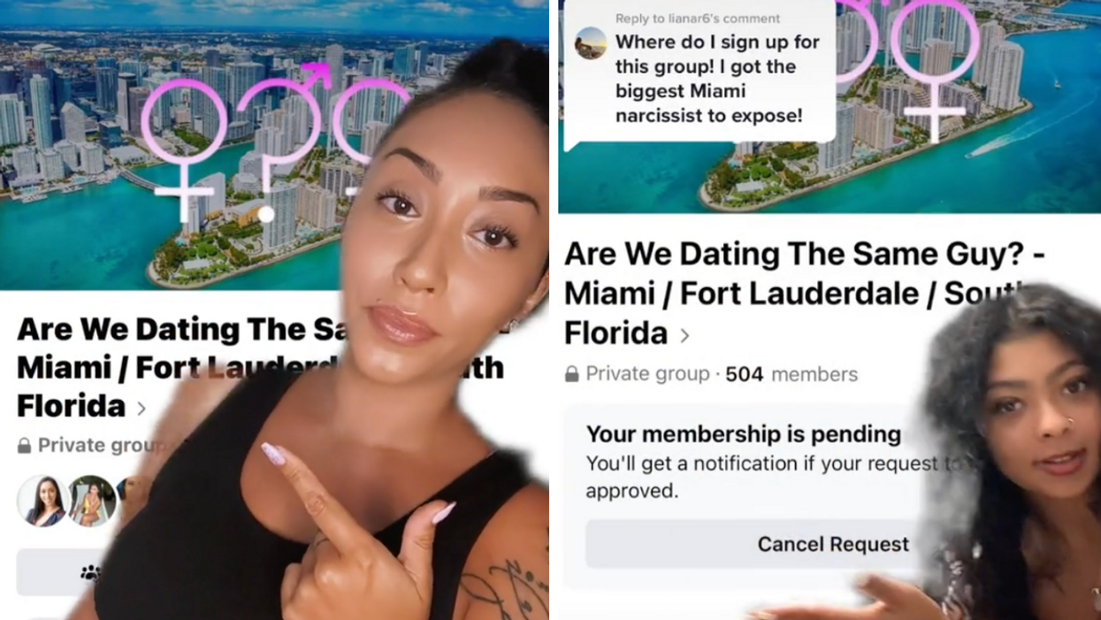 Women on TikTok show screenshots from a Facebook group.