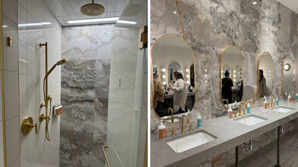 Women's washroom at Sweat and Tonic.