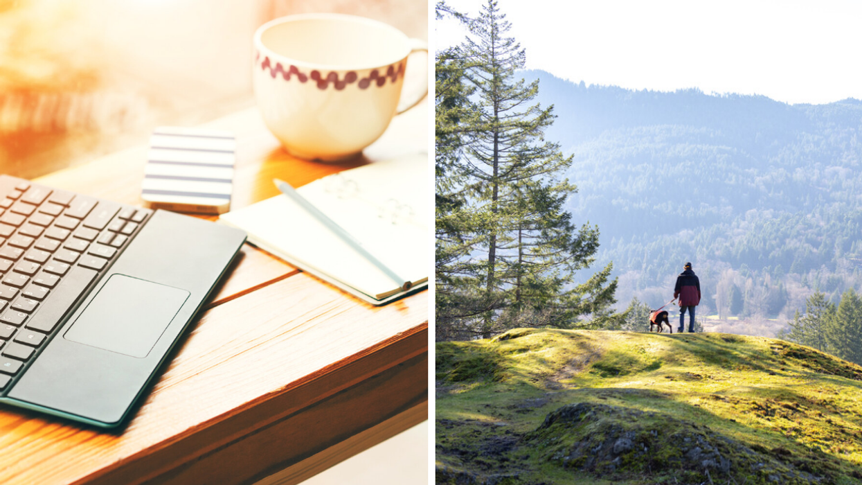 Work from home Right: Man with dog on Vancouver Island