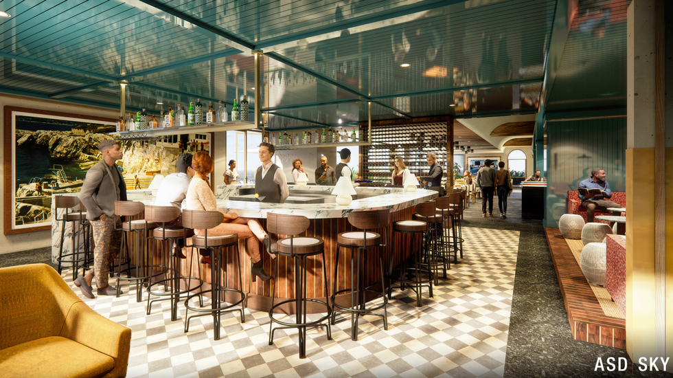 Wrap-around bar at Rooftop L.O.A.