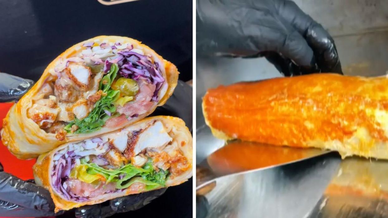 Wrap Dynamite de Allons Burger. Droite : Wrap Dynamite de Allons Burger.